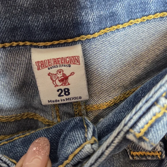 True Religion Blue Distressed Jean Shorts - Picture 3 of 5